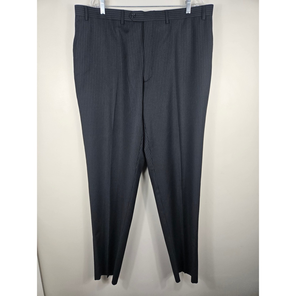 Michael Kors Mens Black Pinstripe 100% Wool Dress Pants 42W Unhemmed KEVI2